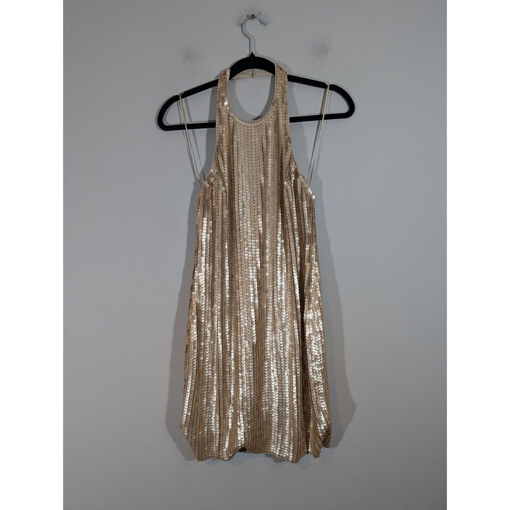Nwt Express Dress Women Sz XS Gold Sequin Sleeveless Mini Party Cocktail